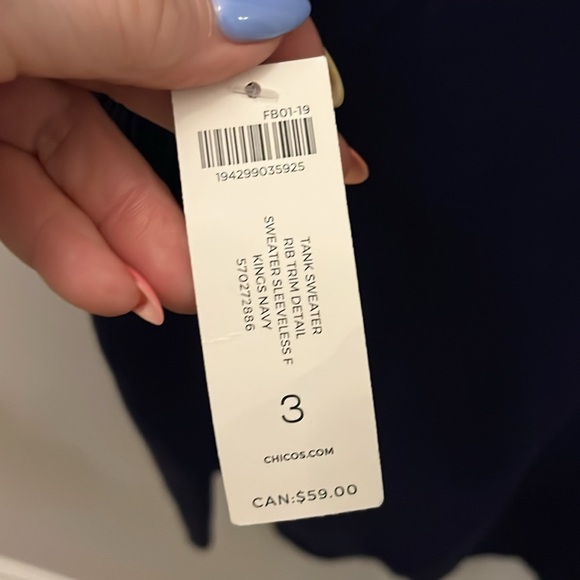 Chico’s Tank Sweater NWT Sleeveless Navy Chicos 3 XL - Picture 5 of 9